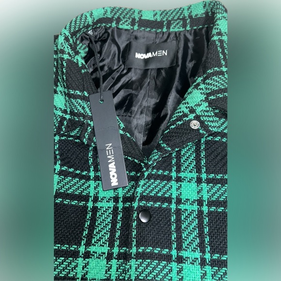 NWT Green Plaid Fitch Tweed Blazer Shacket from Fashion Nova men’s size 3XL - Picture 8 of 11